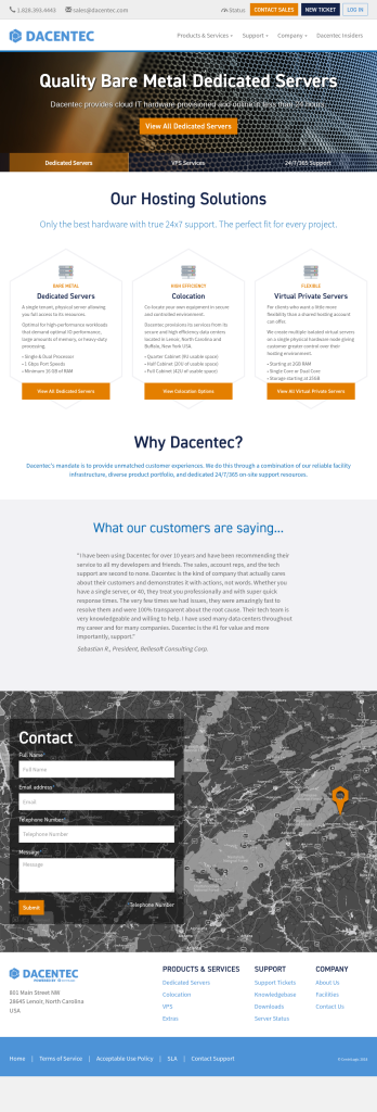 Dacentec北卡罗来纳州独立服务器/Colocation全解析 – $30/月起10TB流量,含测试IP