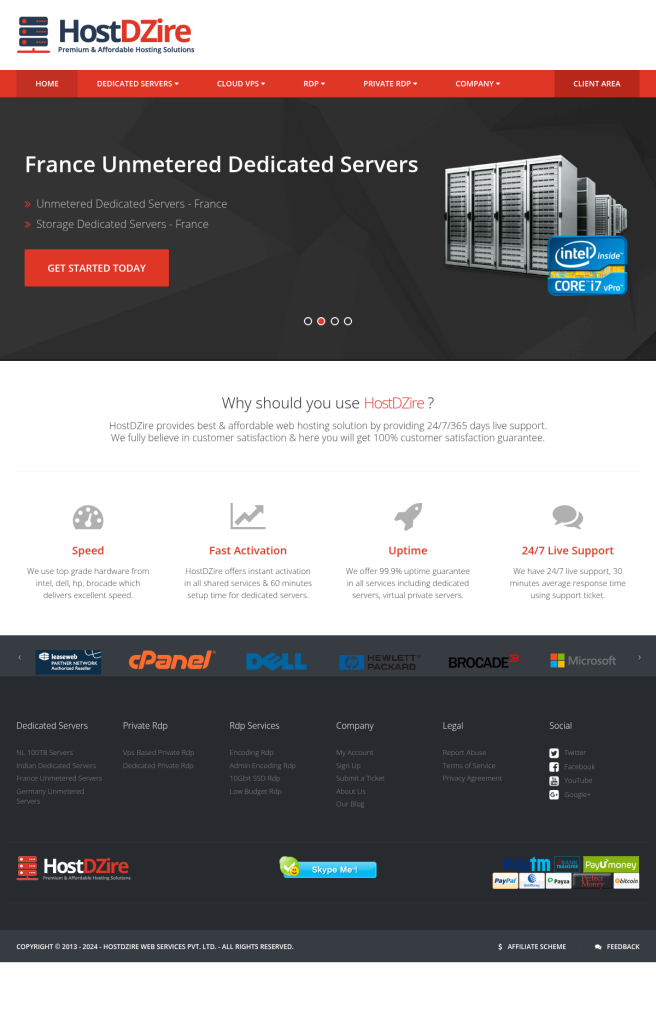 HostDZire 全线产品解析：7 机房 10 Gbps VPS + Leaseweb 百 TB 独服 + 1 G 私人 RDP，€9.99/月起