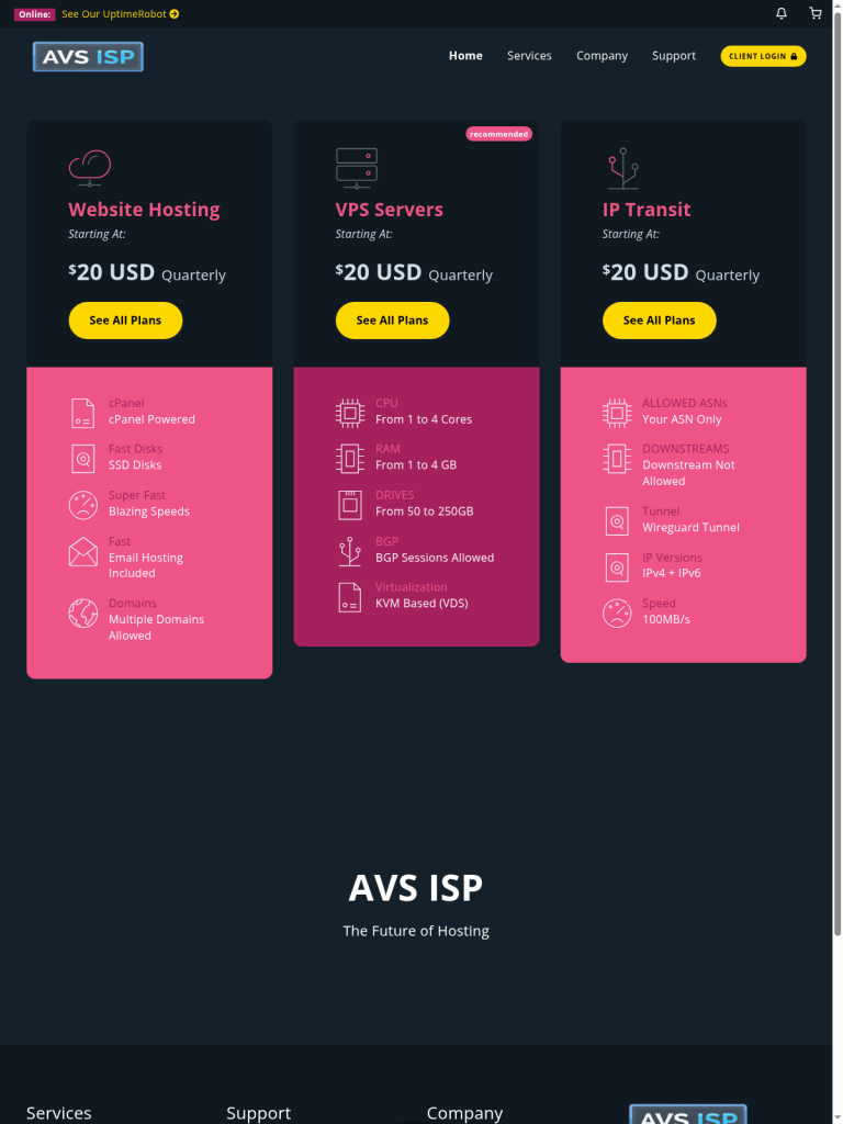 AVS ISP 全方案解析:BGP VPS / cPanel主机 / IP租赁 / Wireguard隧道