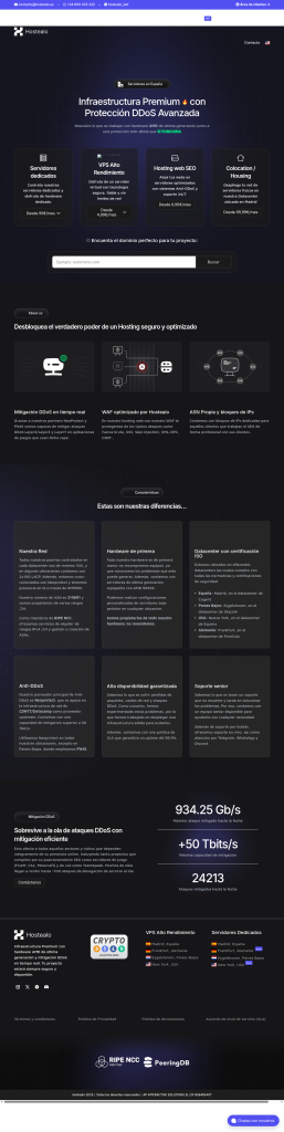 Hostealo商家全解析:西班牙抗DDoS服务器/VPS,马德里/荷兰/纽约多机房,年付4.99€起