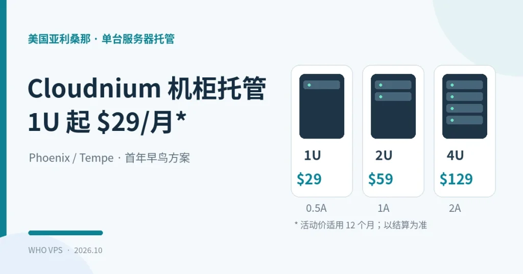 Cloudnium 三档机位、供电和早鸟租金示意