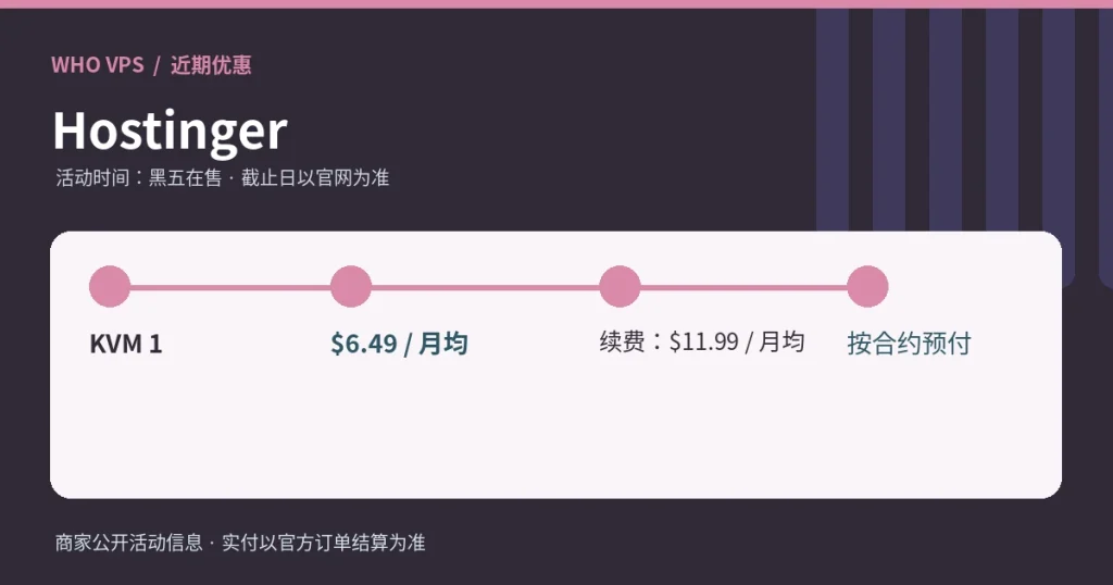 Hostinger优惠条件与价格摘要示意图