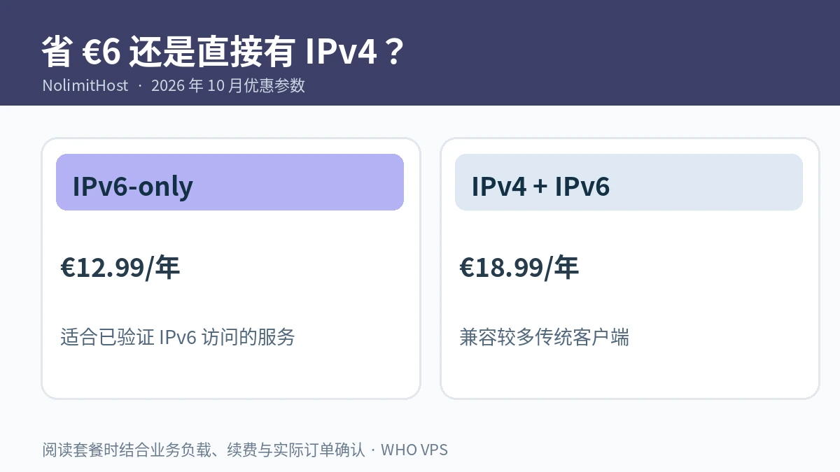 省 €6 还是直接有 IPv4？信息图