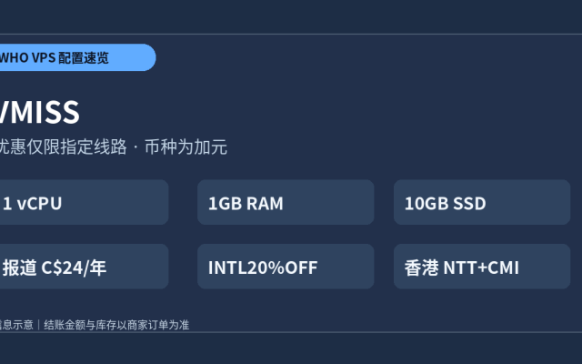 VMISS VPS 套餐配置和价格选购要点示意图