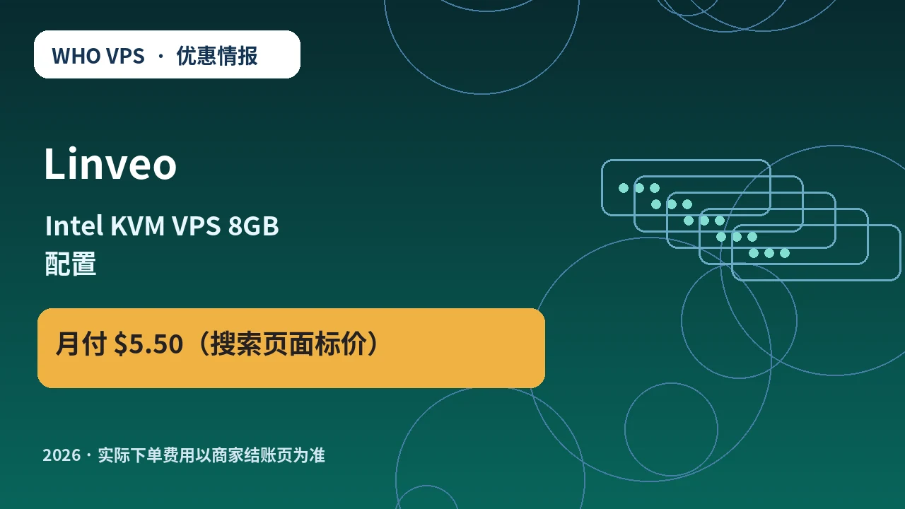 Linveo Intel KVM VPS 8GB 配置 原创服务器优惠封面图