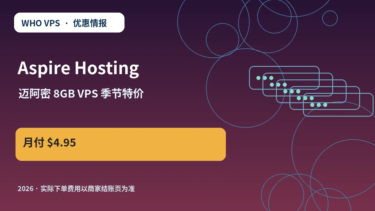 Aspire Hosting 迈阿密 8GB VPS 季节特价 原创服务器优惠封面图