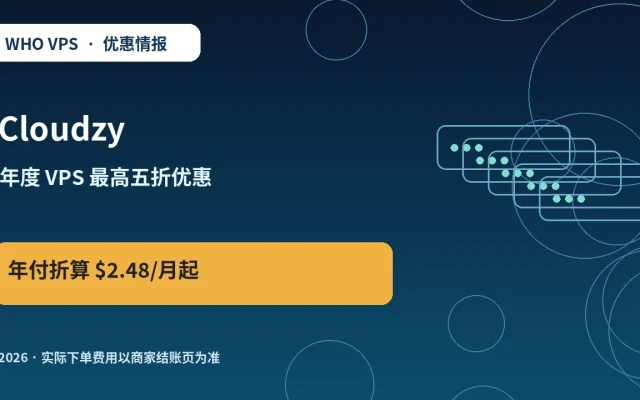 Cloudzy 年度 VPS 最高五折优惠 原创服务器优惠封面图