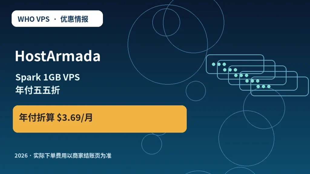 HostArmada Spark 1GB VPS 年付五五折 原创服务器优惠封面图