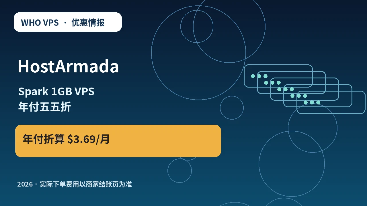 HostArmada Spark 1GB VPS 年付五五折 原创服务器优惠封面图
